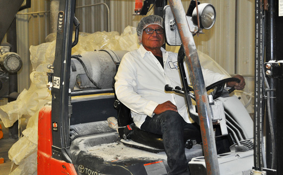 worker operating a forklift